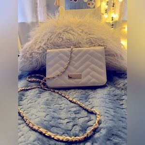 Bebe white small chain-leather linked strap